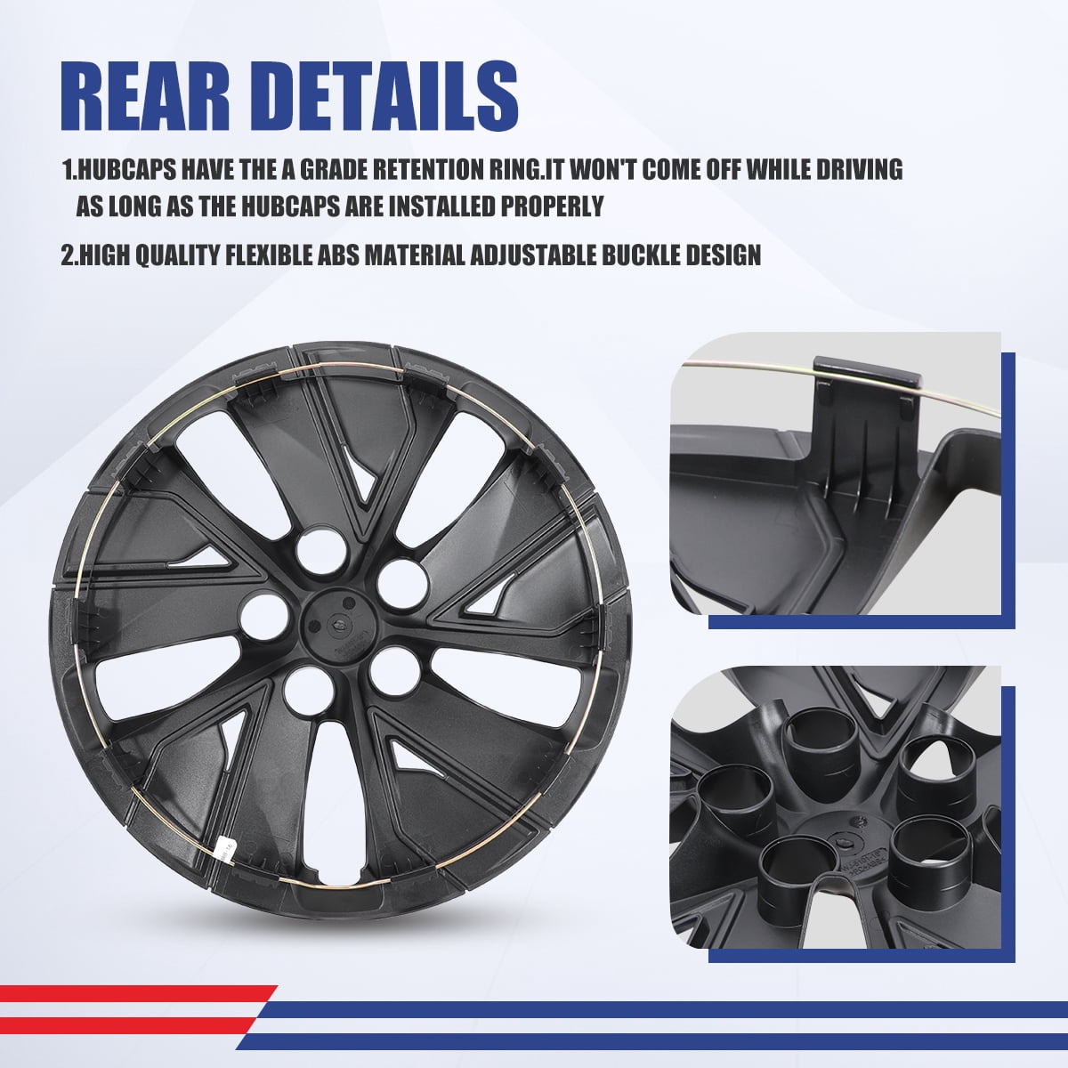 16" Hubcaps for 2019-2025 Nissan Altima,Snap on Design Set of 4 Wheel Rim Covers Compatible with Steel Wheels,ABS+PC Hubcaps,Black Lacquer & Blue Lacquer