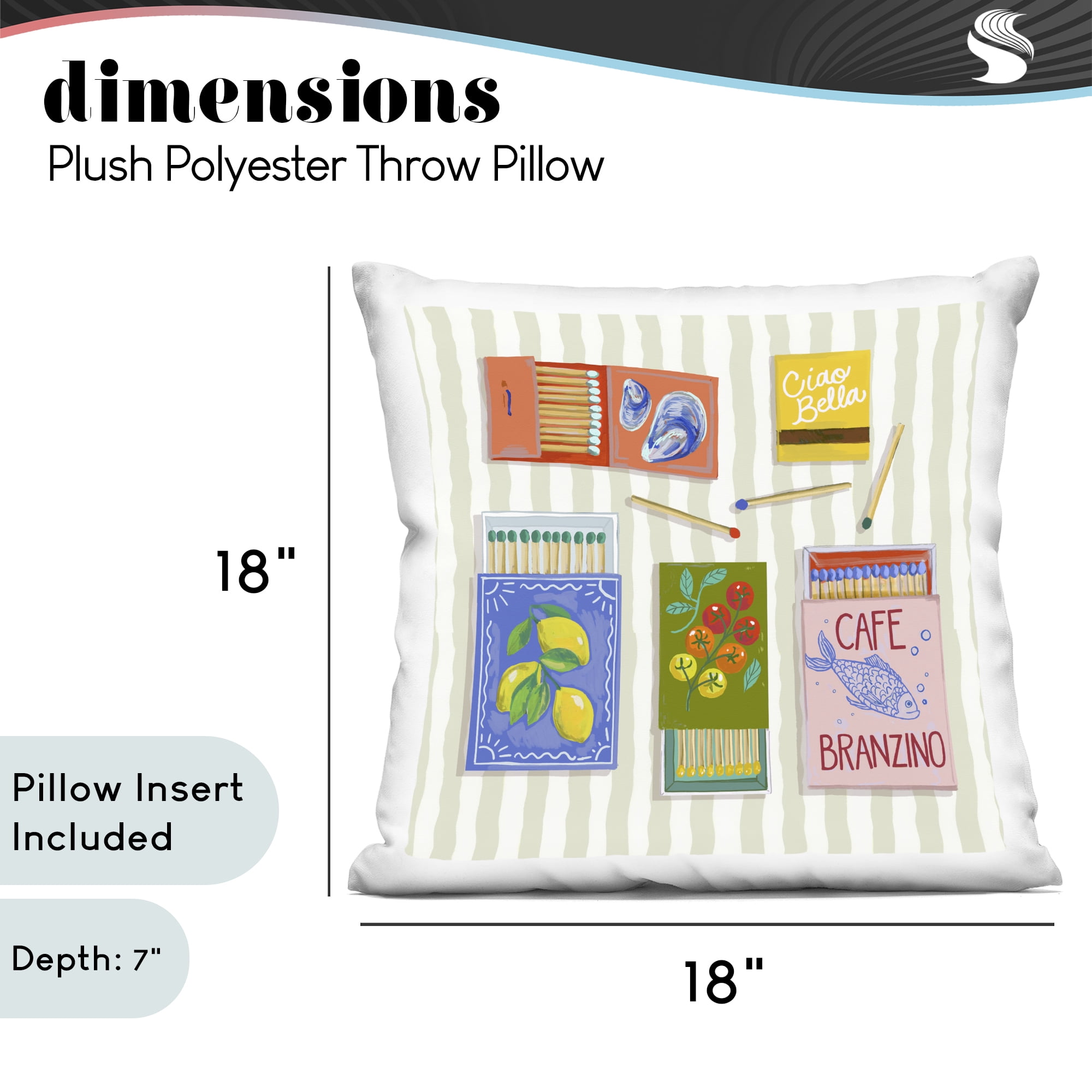 Stupell Industries Ciao Bella Seaside Matchboxes Decorative Printed Throw Pillow, design by Rachel Nerney, 18 x 7 x 18