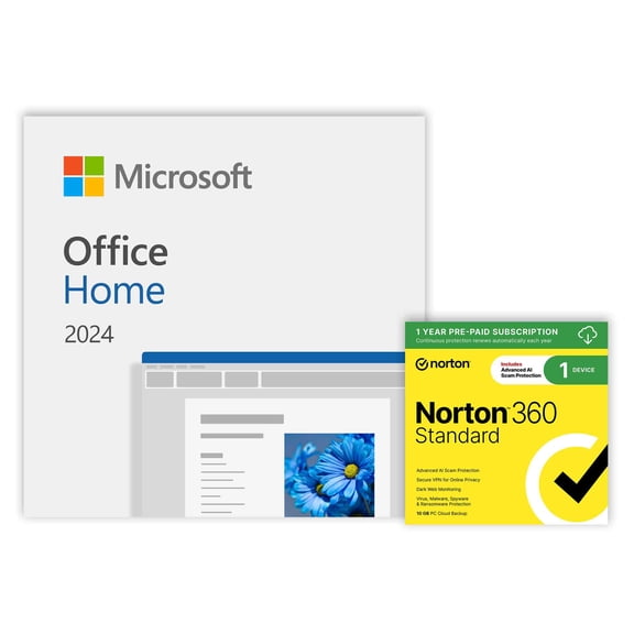 Office Home 2024   Norton 360 Standard 1-year 1-Device (Digital Download)