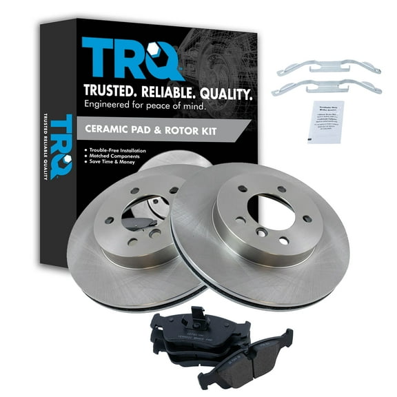 TRQ Front Brake Pad & Rotor Kit Brake Pads Brake Rotor Ceramic Fits Select 2000 BMW 323Ci 323i 2001-2006 325Ci 2001-2005 325i 325xi 328Ci 1999-2000 328i 2001-2002 Z3 2003-2005 Z4