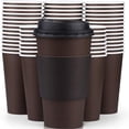 thumbnail image 1 of Promora 16 oz Disposable Brown Coffee Cups with Lids & Sleeves, Premium Paper Cups (100 Pack), 1 of 9