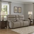 thumbnail image 6 of Benjara Folu 80" Console Loveseat- Dual Manual Recliner- Gray Faux Leather, 6 of 7