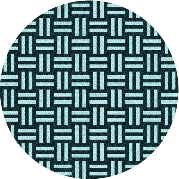 Ahgly Company Machine Washable Indoor Round Transitional Tiffany Blue Area Rugs, 5' Round
