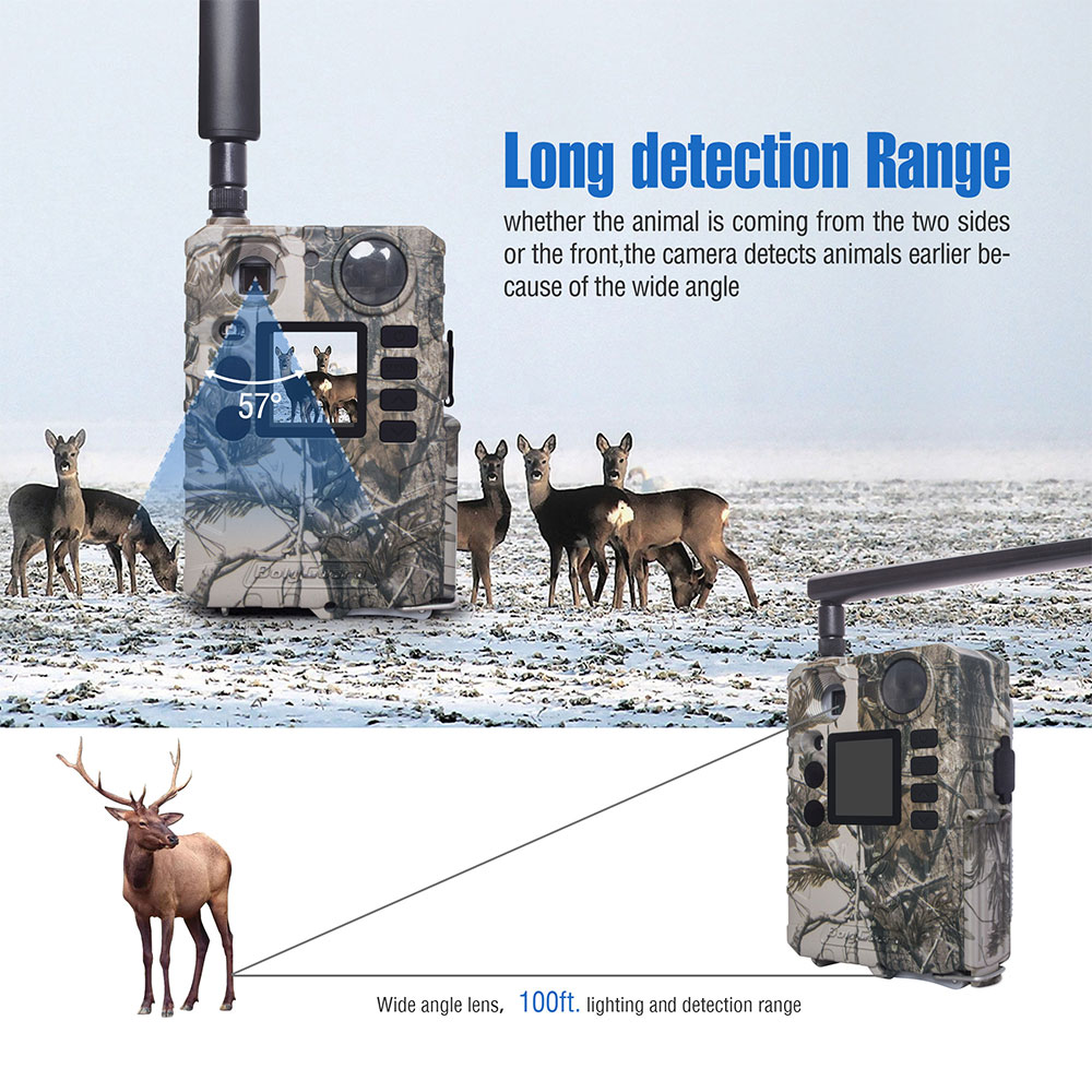 Trail Camera Wireless 4G Hunting Game Camera 940nm No Glow Black IR Camera+Memory Card+Batteries