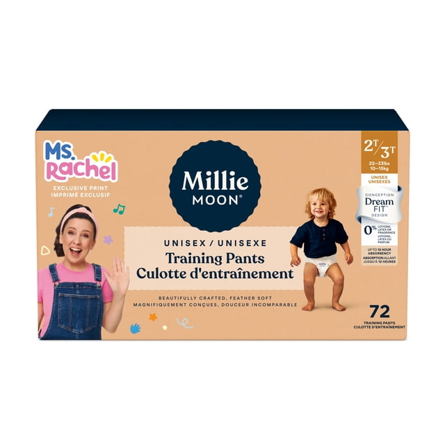 Culottes d'apprentissage Millie Moon Ms Rachel, taille 2T-3T, paquet de 72
