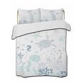 thumbnail image 2 of Quilts Twin XL Size, Coastal Soft Comforter Bedding Set for Bed, Turquoise Blue Turtle Starfish Coral Jellyfish Lightweight Quilted Bedspread with Pillow Cover(2 Pieces) for All Season, 68x98 Inch, 2 of 6