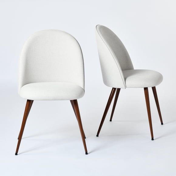 Homycasa Modern Fabric Upholstered Dining Chair with Walnut Legs (Set of 2)