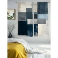 Blue Gray Beige Sheer Curtains for Living Room Bedroom Retro Abstract