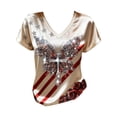 thumbnail image 4 of MEICHEN Women's V Neck Butterfly & Rose Print T Shirt Patriotic Glitter Graphic Casual Top, 4 of 4