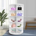 thumbnail image 3 of 5 Tier Rotating Shoe RackFree Standing Shoe Rack, 360° Circular Rotating Shoe Rack Tower Rotate Shoes Closet, Lazy Susan Shoe Rack Tower Shoe Organizer for Entryway Living Room Hallway (White 5-Tier), 3 of 7