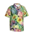 thumbnail image 2 of Balery Watercolor Blooming Cactus Print Men's Hawaiian Shirts Short Sleeve Beach Shirt Relaxed Fit Vacation Button Down Shirts-Large, 2 of 9