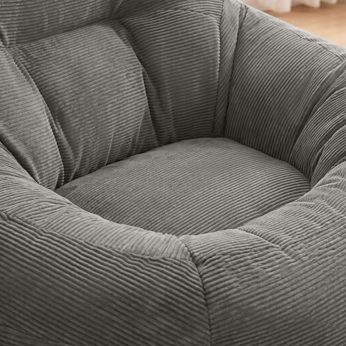 Bean Bag Chair with Memory Foam – Fluffy Cozy Lazy Chair for Dorm, Apartment & Living Room, Gray