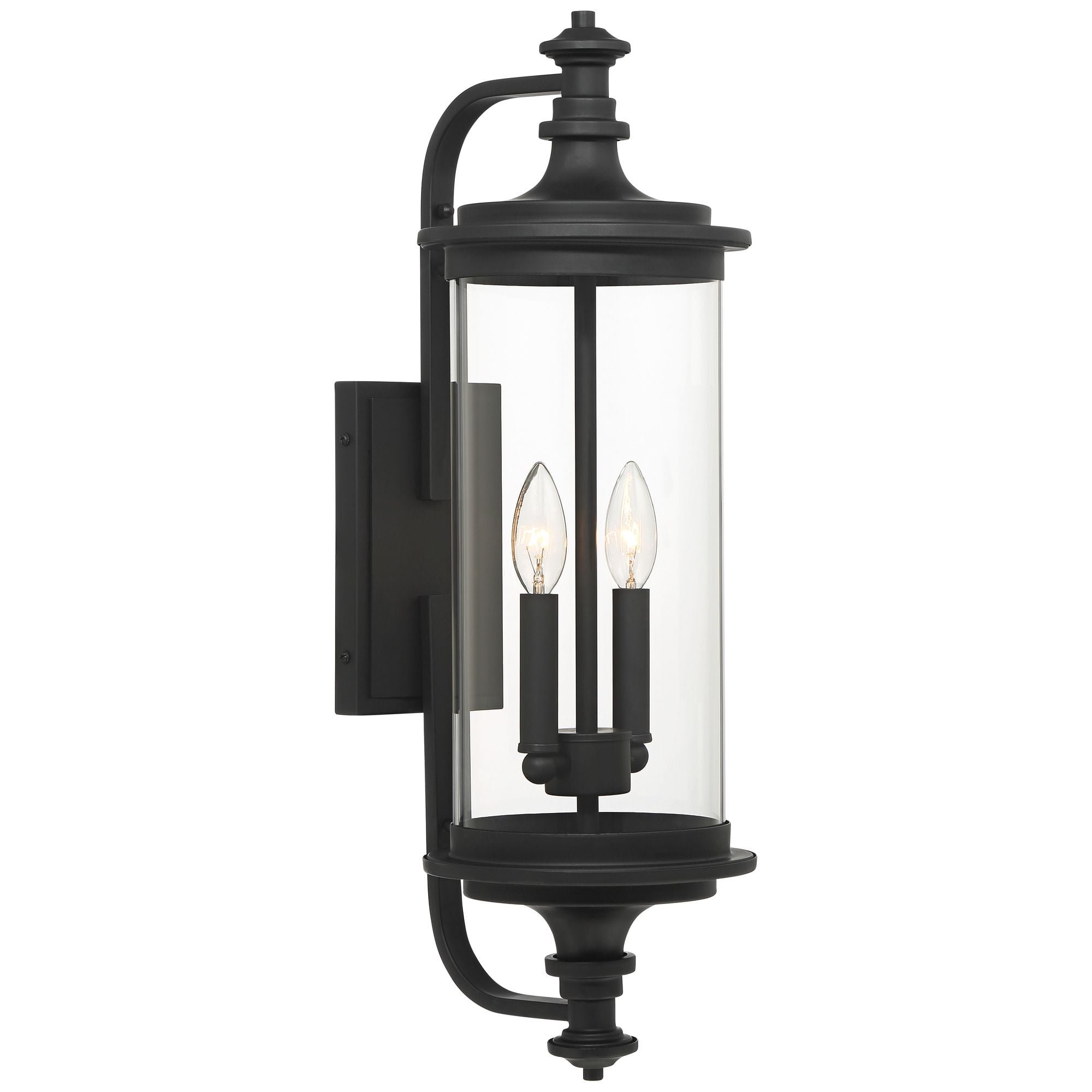 Possini Euro Design Medici Modern Outdoor Wall Light Fixture Black Metal 24 1/2" Clear Glass for Post Exterior Barn Deck House Porch Yard Patio Home