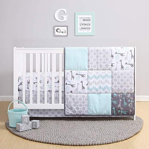 The Peanutshell Baby Crib Bedding Set Nursery 3pc Giraffes Gray