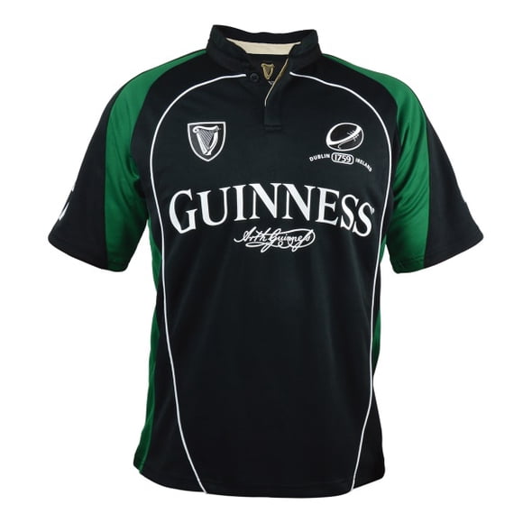 Guinness Adult Men's Black & Green Performance Rugby Shirt