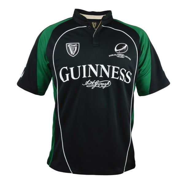 Guinness Adult Men's Black & Green Performance Rugby Shirt