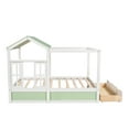 thumbnail image 4 of Full Size Platform Bed with Storage Drawer,Solid Wood Bed Frame with Roof and Window,Playhouse Bed,Montessori Bed,Canopy Bed with 10 Wood Slats Support,No Box Spring Needed, 4 of 7
