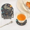 thumbnail image 3 of Yayeee 6 PCS Drink Coasters with Holder Set Woven Absorbent Round Tabletop Hot Pad, Black Record, 3 of 7