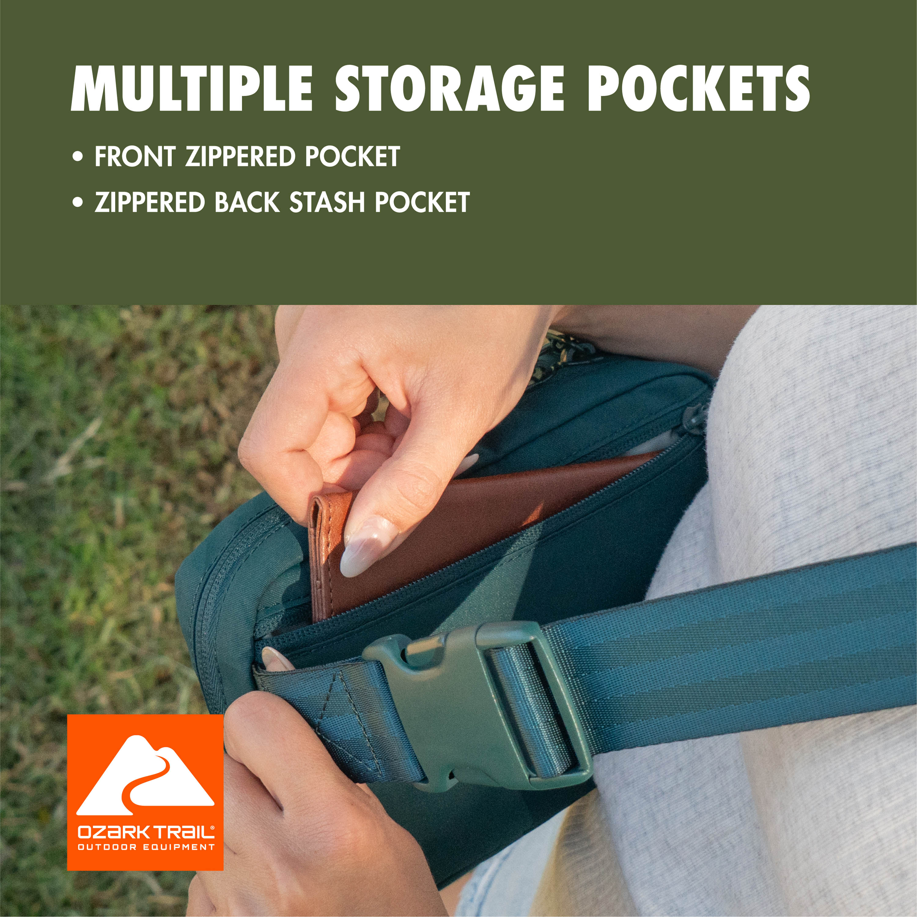 Ozark Trail Unisex Polyester Denver Fanny Pack, Teal