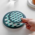 thumbnail image 3 of Coasters for Drinks,Round Absorbent Ceramic Insulation Coasters Set of 4 with Cork Base,Funny Drink Coasters for Cold Drinks Wine Mugs and Cups Tabletop Protection,4 Inches,Checkerboard Grid, 3 of 7