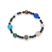 ELYA Jewelry Women's Solar System Natural Stone with Lava Beaded Stretch Bracelet
