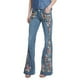 thumbnail image 2 of Pantalones vaqueros acampanados con bordado destoryed para mujer, pantalones vaqueros con botones en la cintura y campana inferior Fridja hfkajh103298, 2 of 9