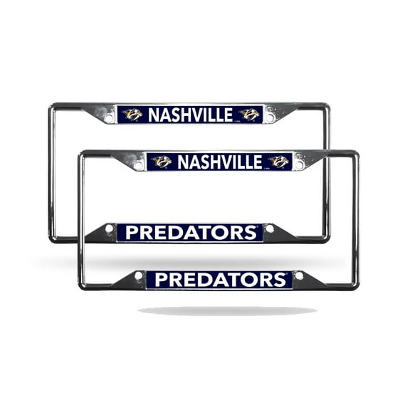 Nashville Hockey Predators Lightweight Chrome Metal License Plate Frame - Set of 2 Frames