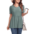 thumbnail image 2 of FIUFY Women Peplum Tops Casual V Neck Short Sleeve Tunic Shirts Summer Babydoll Blouses, 2 of 5