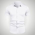 thumbnail image 1 of pstuiky Camisas de vestir de manga corta para hombre, Camisa informal de negocios de color liso con solapa y botones de manga corta para hombre ropa de hombre xxl, 1 of 6