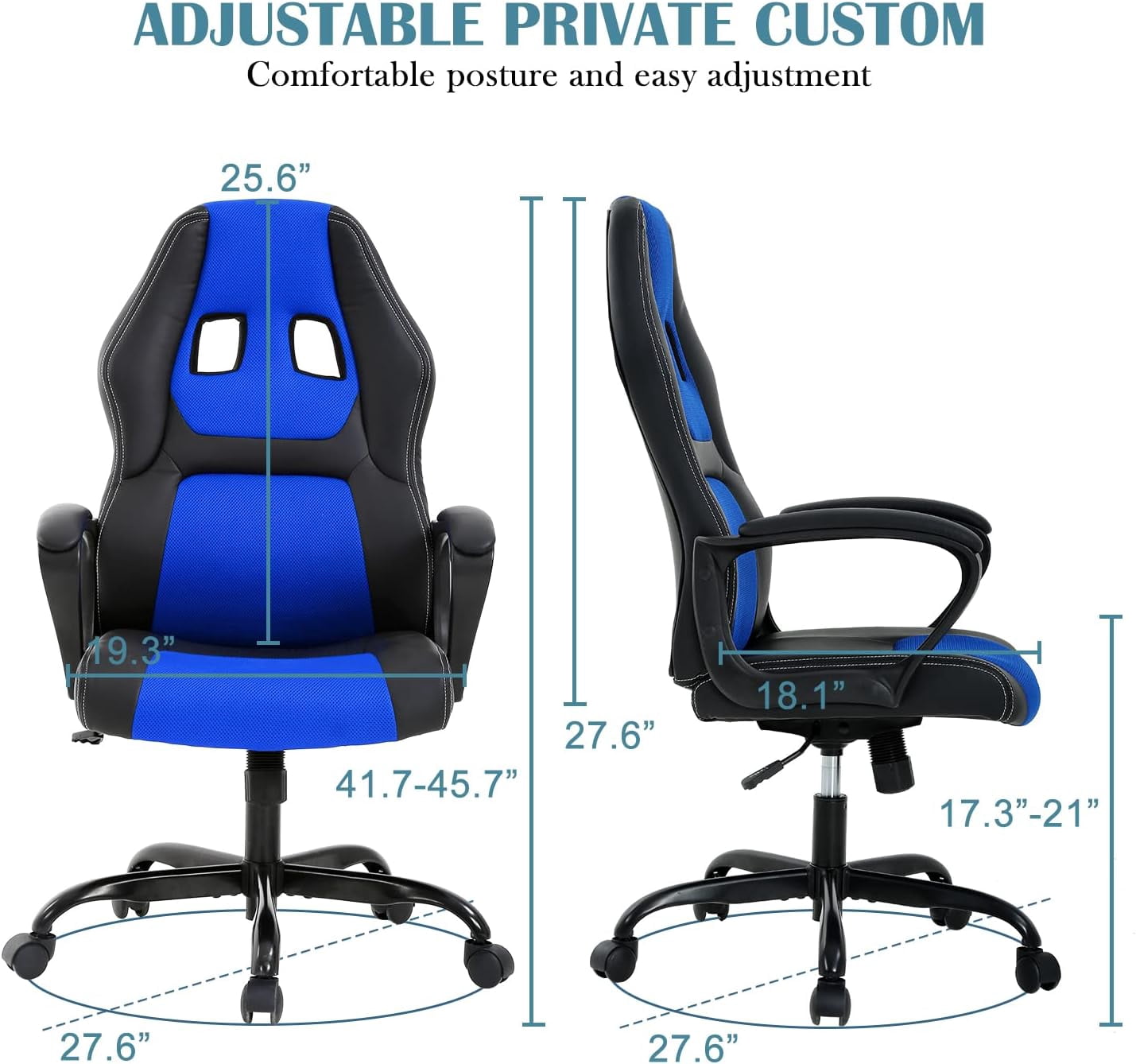 Dkelincs Gaming Chair PC Computer Desk Chair Ergonomic Adjustable Gamer Chair with Lumbar Support Armrest, Blue