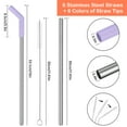 thumbnail image 5 of Tomorotec 12-Inch Stainless Steel Straw with Silicone Extender Tip Compatible with Stanley Adventure Quencher 40oz Tumbler 6-Pack w/ 2 Cleaning Brushes, 0.4" Diameter Metal Straws Food Grade Set, 5 of 9