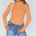 thumbnail image 7 of Women's Ribbed Turtleneck Sweater Slim Fit Long Sleeve, Fall Fashion Basic Casual Pullover Top Orange 2XL, 7 of 7
