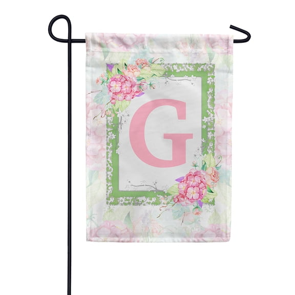 America Forever Spring Monogram Garden Flag Letter G 12.5 x 18 inches Double Sided Vertical Outdoor, Yard, Lawn, with Beautiful Bright Floral Design, Hydrangea, Summer Welcome Garden Flag