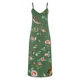 thumbnail image 3 of qucoqpe Womens Summer Sundress Fashion Casual Floral Printed Sleeveless V Neck Flowy Maxi Long Dress Beach Vacation Spaghetti Strap Dress, 3 of 5