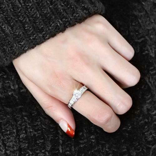 HeartsAndYou 2.5ct Round Cut Moissanite Princess Accents Engagement Ring for Women 18k White Gold over Silver