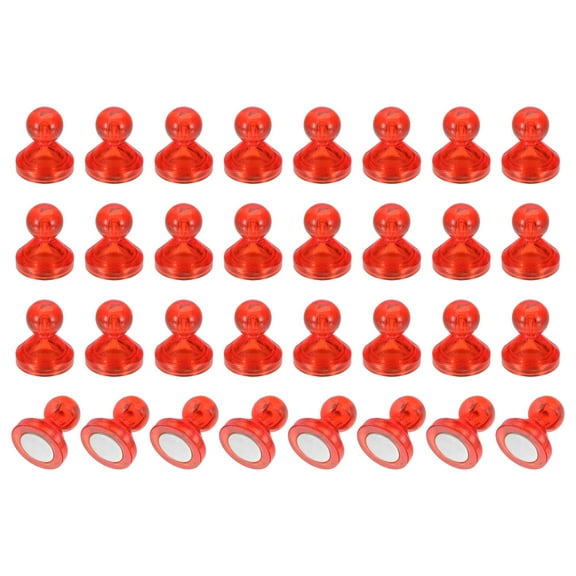 Uxcell 32pcs Magnets Push Pins, 1x0.9" Strong Fridge Magnets Magnetic Whiteboard Decorative Thumbtacks for Refrigerator Locker Calendar Office, Orange