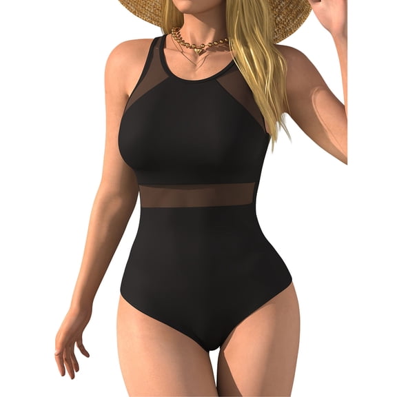 Yievot One Piece Swimsuits for Women Tummy Control Swimwear Summer Sleeveless Bathing Suit