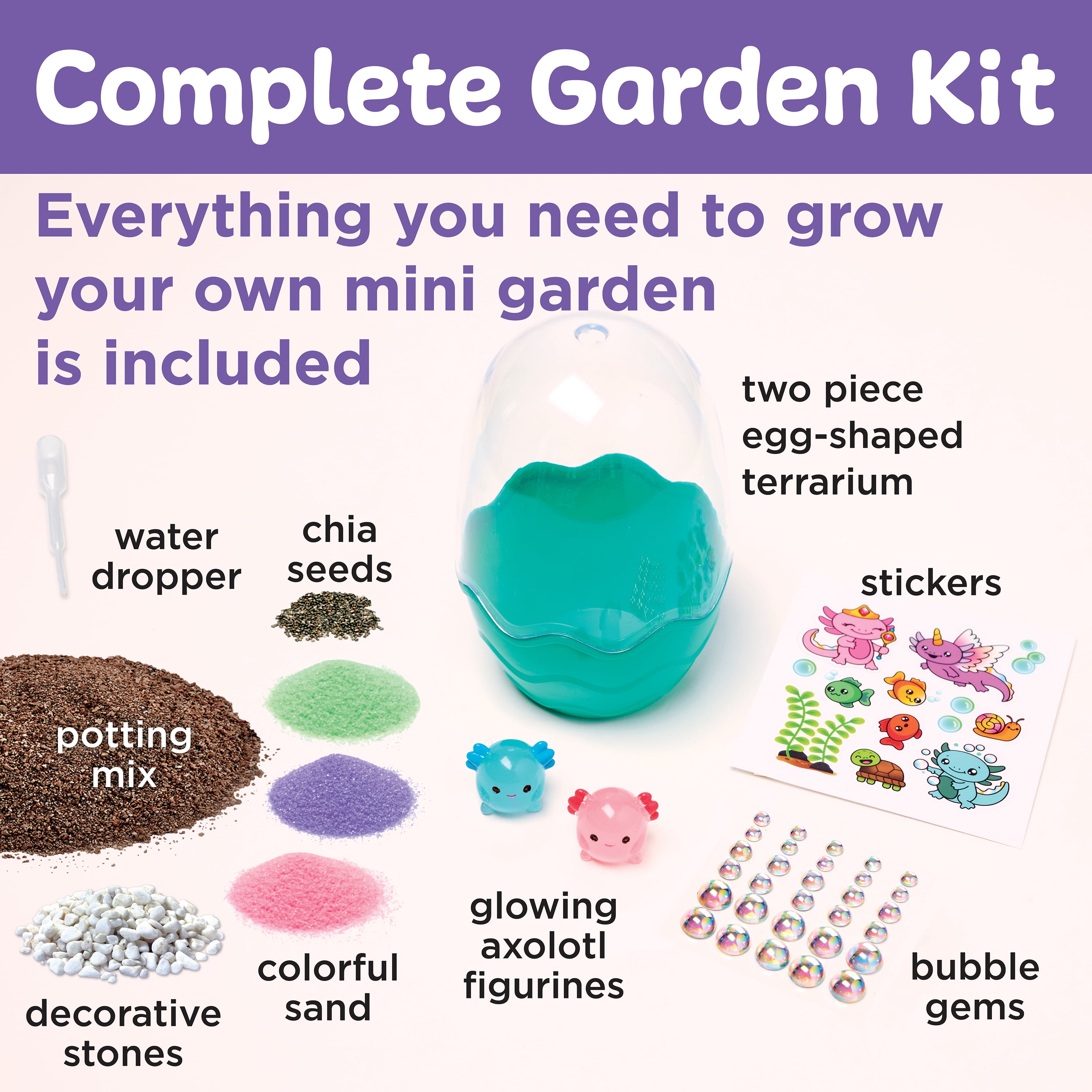 Creativity for Kids Mini Garden Axolotl: STEM Arts and Crafts for Kids, Summer Crafts