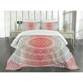 thumbnail image 3 of Ambesonne Ethnic Quilted Bedspread Set 3 Pcs, Ombre Mandala Boho Art, King Size, Grey Red, 3 of 5