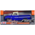 thumbnail image 4 of 1966 Chevrolet C10 Fleetside Pickup Truck Blue with Cream Top 1/24 Diecast Model Car by Motormax, 4 of 4