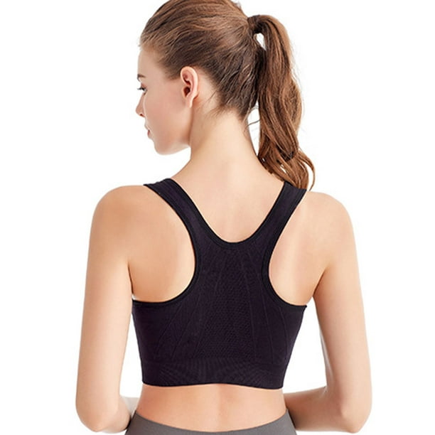 Justharion 2pack/lot Women S Sports Bra With Zip Front Seamless  Construction Breathable Sports Bras For Women black L 