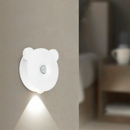 

JilgTeok Rechargeable Battery Night Light Mini Motion Sensor Night Light Warm White LED Stick-On Closet Light With Dusk To First Light Sensor For Wall Stairs Hallway