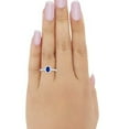 thumbnail image 4 of Floral Engagement Oval Ring Blue Sapphire CZ 925 Sterling Silver Size 6, 4 of 4