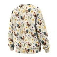 thumbnail image 5 of SCRAWLGOD Rooster Sunflower Floral Print Beige Crewneck Fall Sweatshirts for Women Trendy Women's Long Sleeve Pullover Tops with Pockets Fashion for Daily Wear, Spots, Office, 3XL, 5 of 7