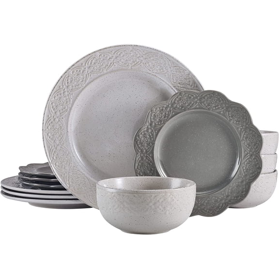 Pfaltzgraff Gia 12 Piece Stoneware Dinnerware Set White