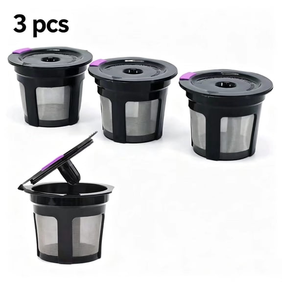 Vruelia Reusable K Cups for Keurig, Universal Refillable Coffee Filters for Single Serve Coffee Maker, 3-Pack of Reusable Pods, Black