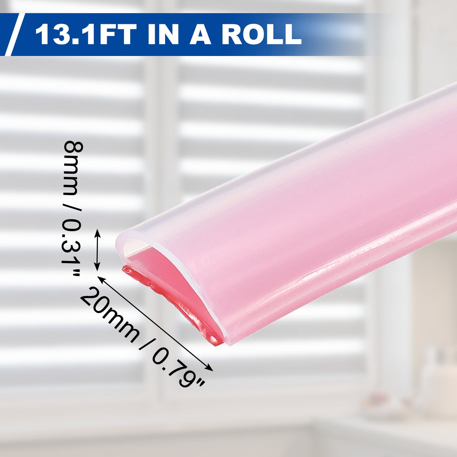 Uxcell Silicone Weather Stripping 20mm W x 1mm T x 8mm H, 13.1FT/4M Self Adhesive D Shape Weather Stripping Door Seal Strip for Door Frame Window Sealing Large Gap