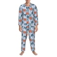 thumbnail image 3 of Salouo Polka dot bow Print Button-Front Long Sleeve Pajama Set for Men, Soft 2Pjs Men's Long Sleeve Sleepwear-Medium, 3 of 7