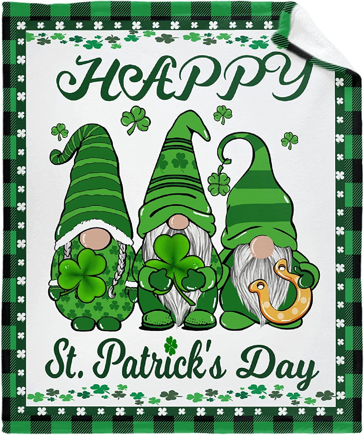 Newhomestyle St. Patrick's Day Throw Blankets Green Shamrock Soft Warm Cozy Flannel Fleece Throw