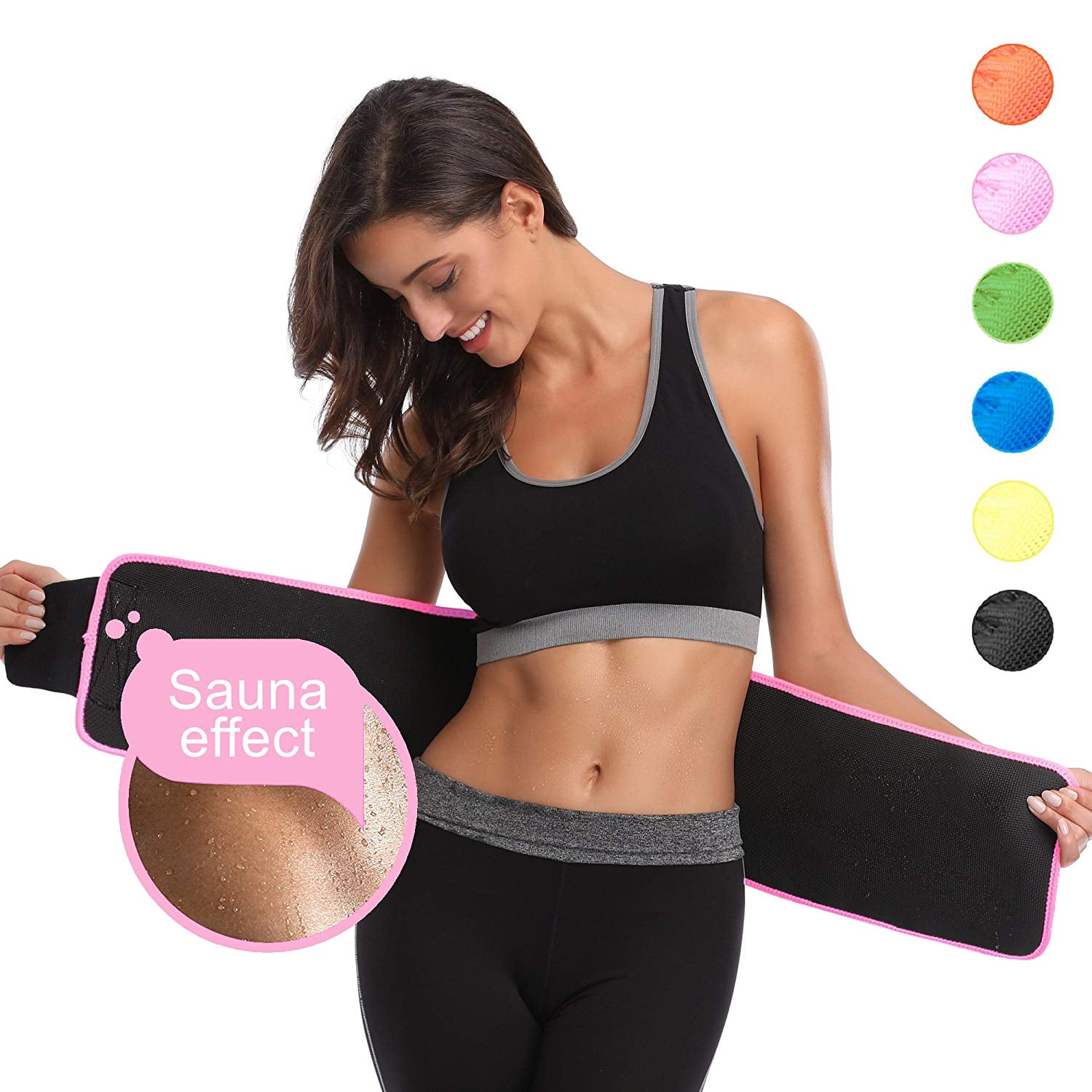 Waist Trainer for Women Weight Corset Zipper Stomach Band Neoprene Burner Sweat Sauna Trimmer Body Workout Belt Black 